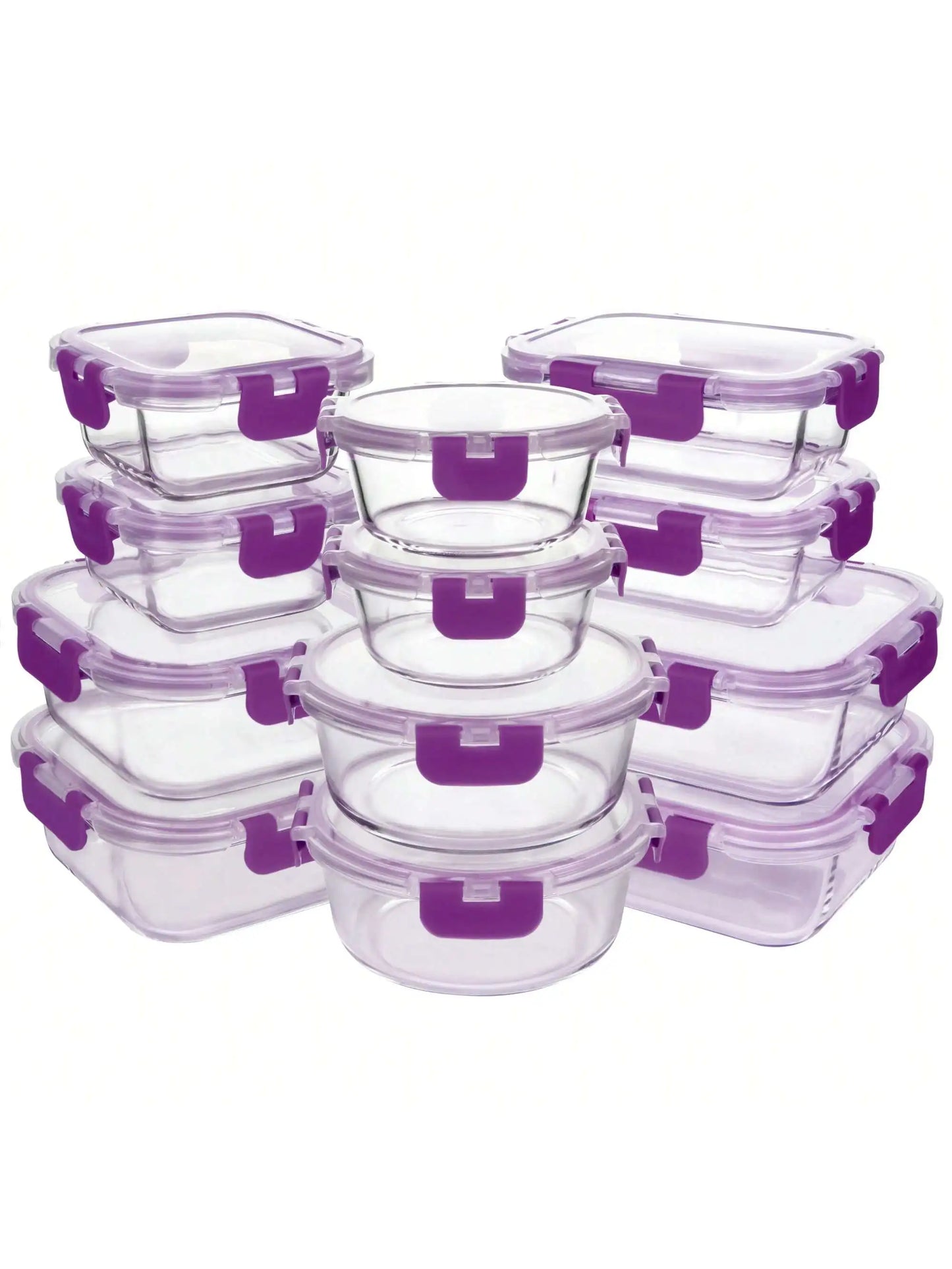 Airtight Glass Food Storage Containers 24-Piece Leak-Proof Set With Lids