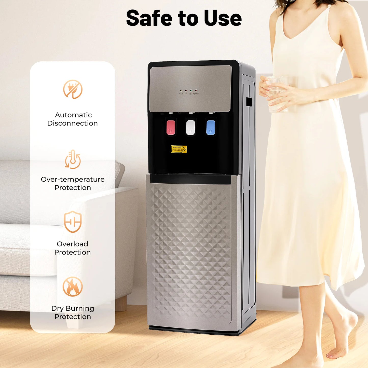 US 110V Bottom-Loading Hot Cold Water Dispenser 500W