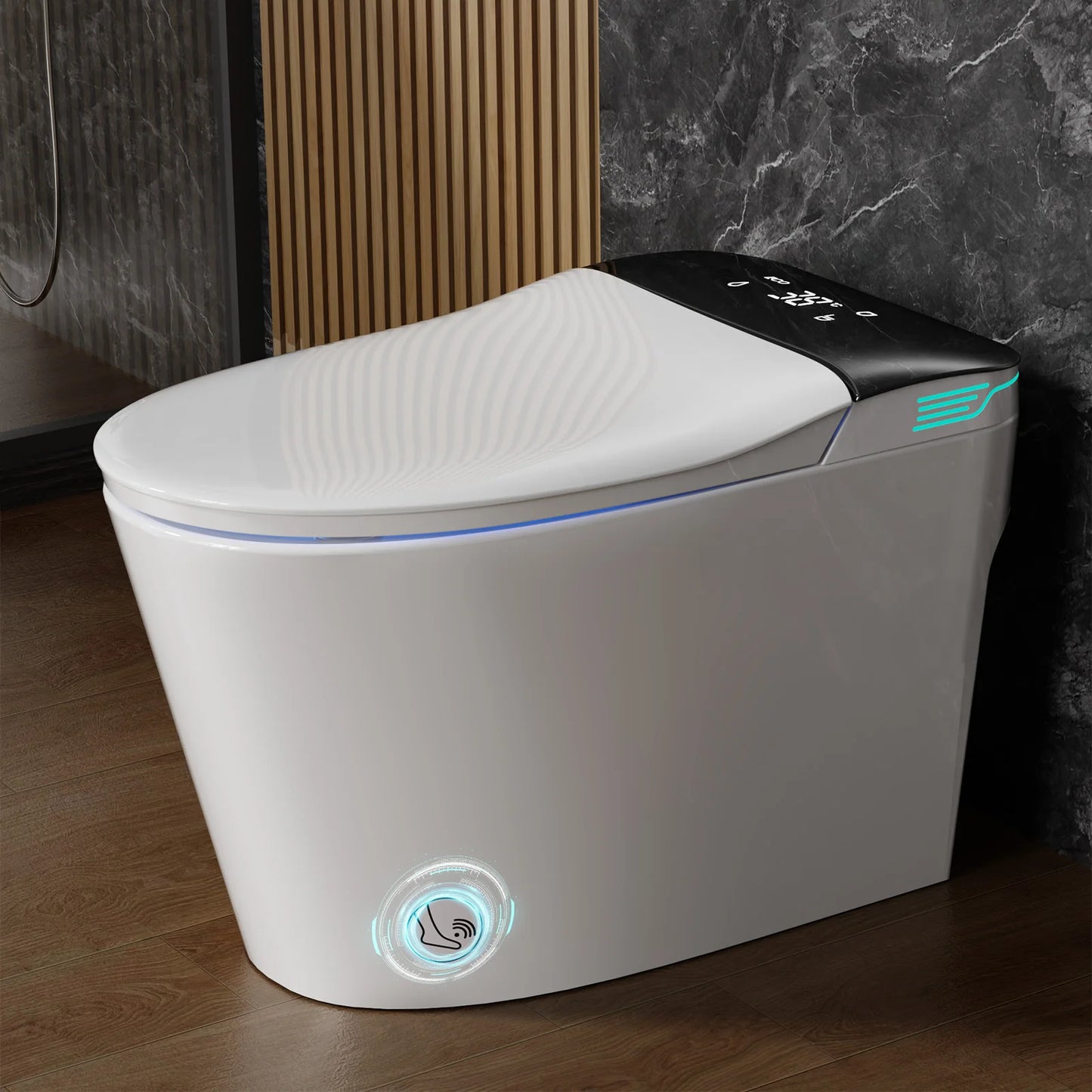 Elongated Smart Toilet With Built In Bidet And Voice Control