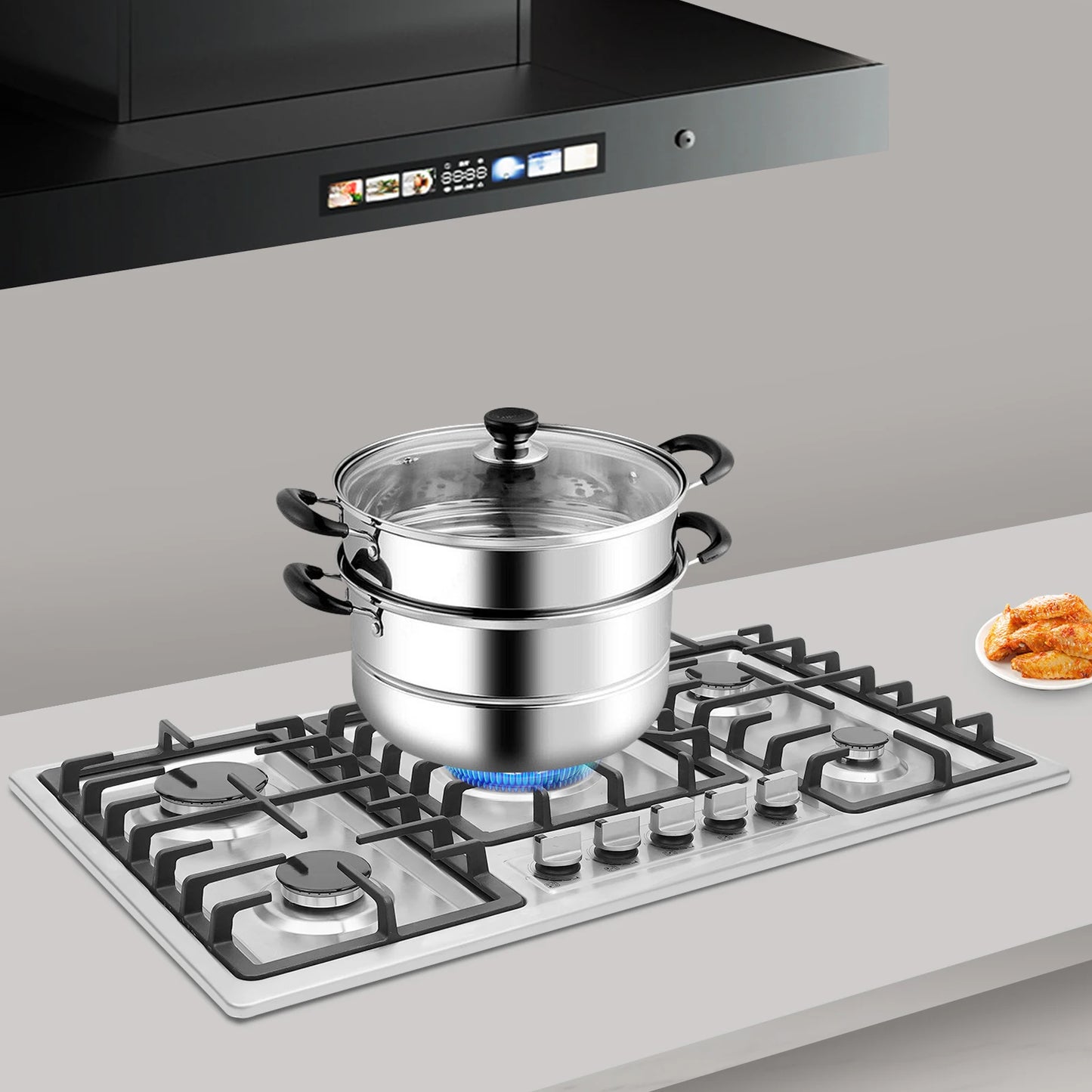 Sweetmile 5 Burner Built In Gas Cooktop Stainless Steel Natural Gas Propane