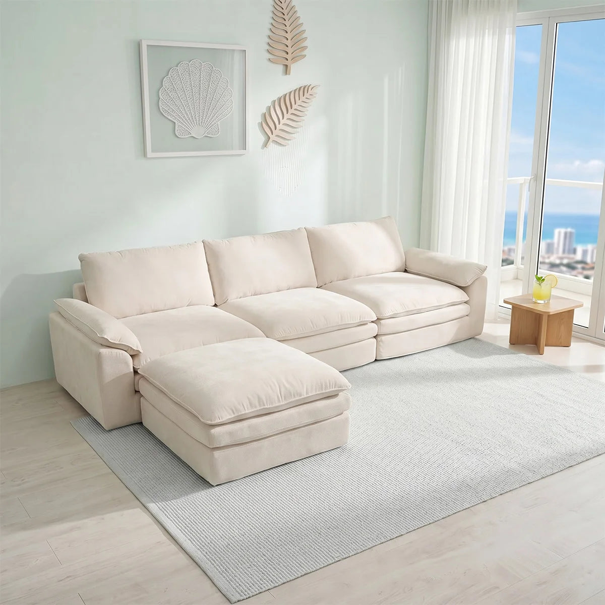 Deep Seat Modular Sofa With L Shaped Cloud Chaise Lounge