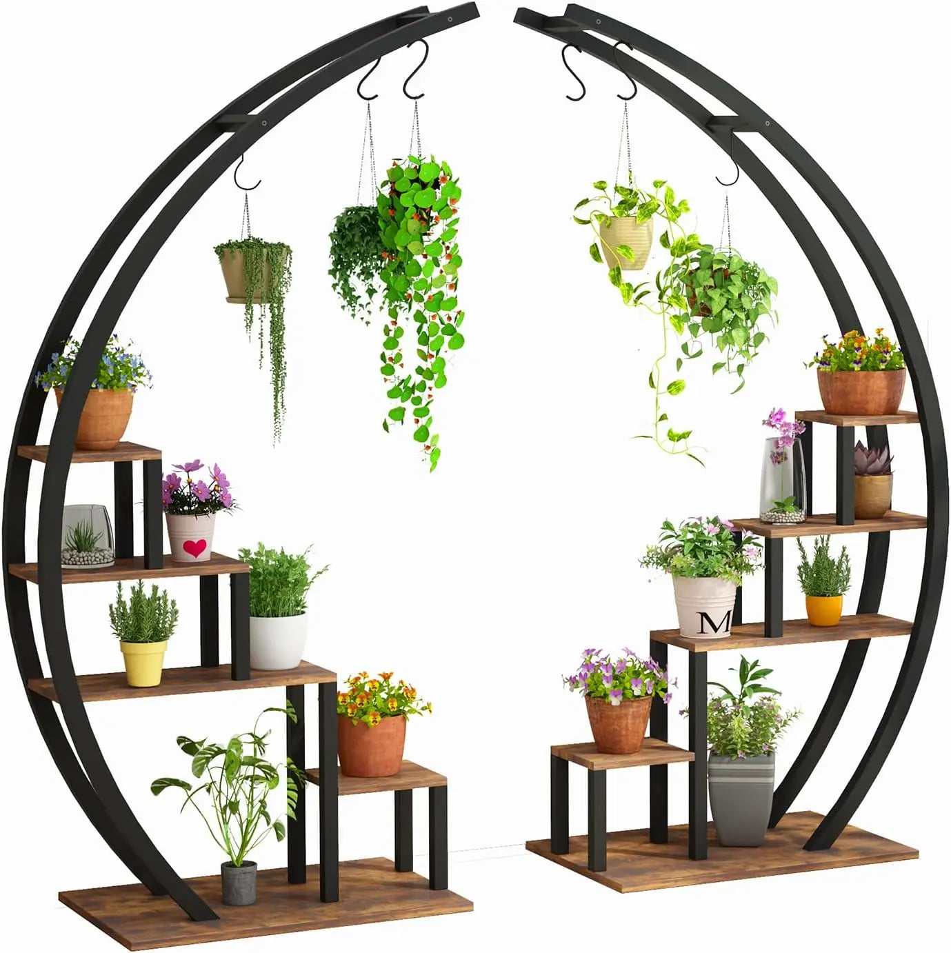 TWISTER.CK 5-Tier Half Moon Metal Plant Stand Indoor Garden Shelf