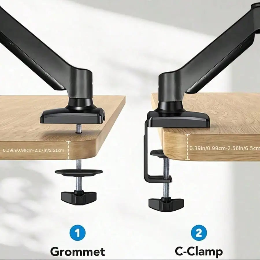 Dual Monitor Gas Spring Desk Mount With Adjustable Aluminum Arms