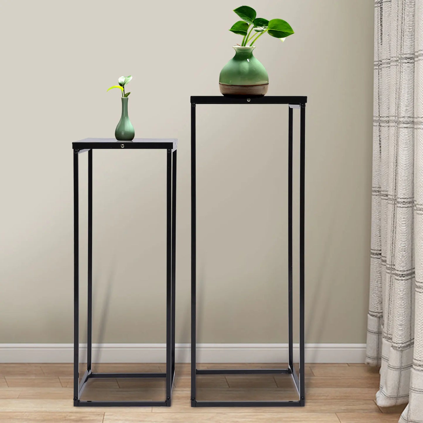 Metal Plant Stand Square Flower Holder Two-Pack Durable Garden Rack