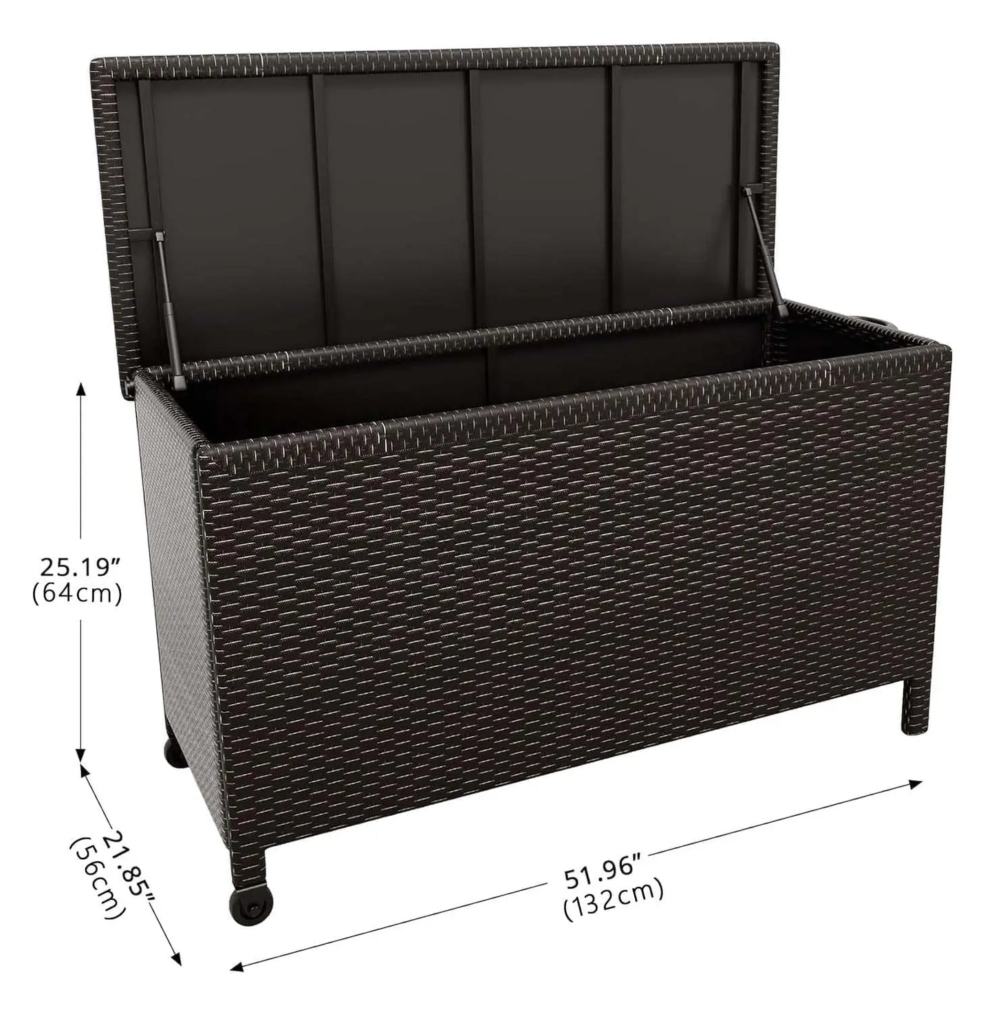 HiMISS Outdoor Deck Box Waterproof Wicker Storage Chest With Wheels