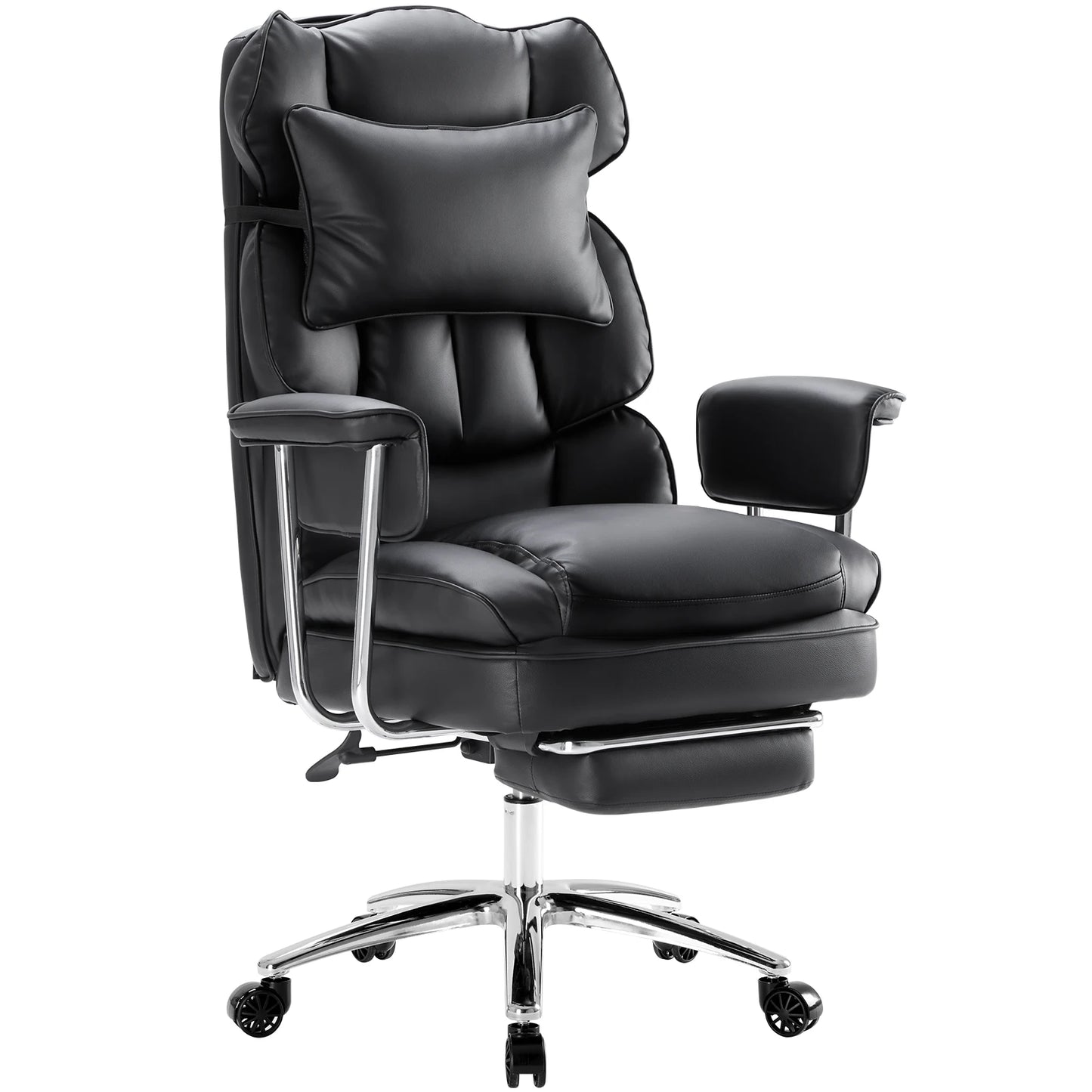 JHK PU Leather Ergonomic Office Chair With Footrest Lumbar Support