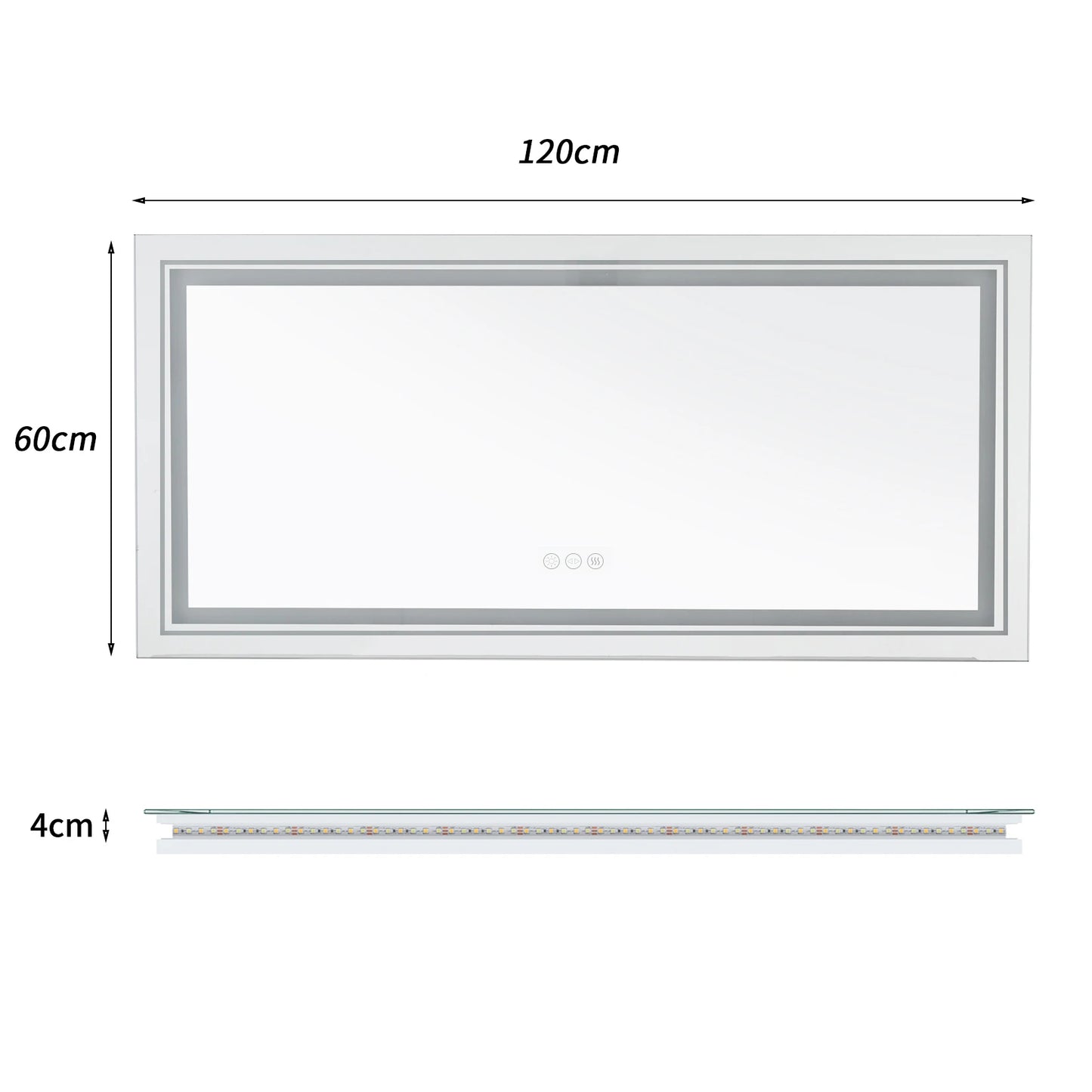 Illuminated LED Bathroom Mirror With Front And Backlit Lights