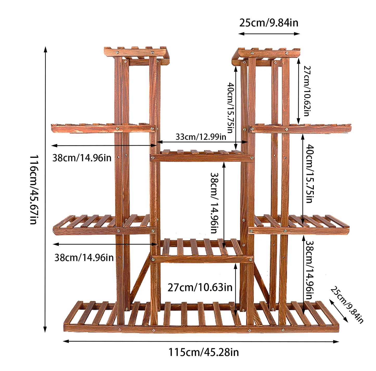 Wisfor Wooden Plant Shelf Multi Tier Indoor Outdoor Pot Stand
