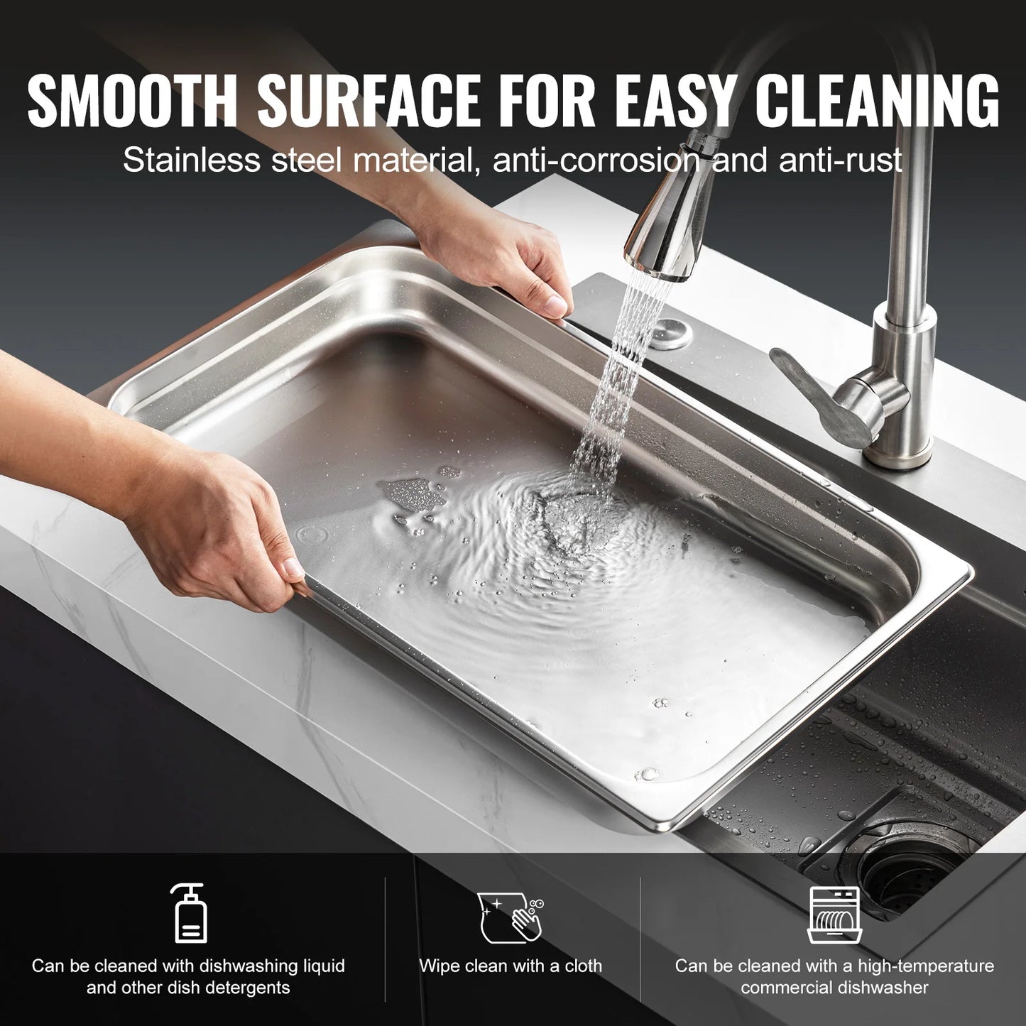 SucceBuy Stainless Steel Buffet Chafing Dishes And Steam Table Pans