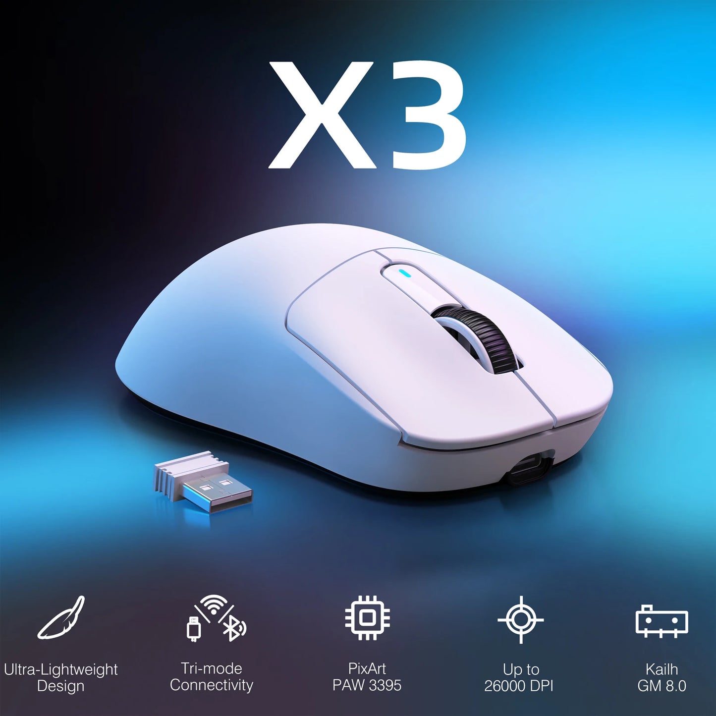 Attack Shark X3 Wireless Gaming Mouse With PAW3395 Sensor