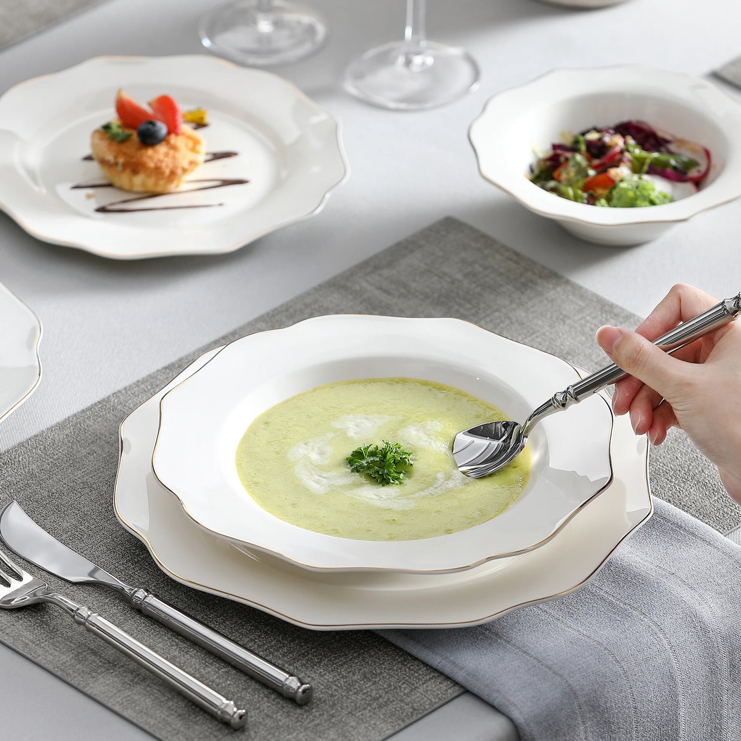 MALACASA Nordic Porcelain Dinnerware Set With Bowls