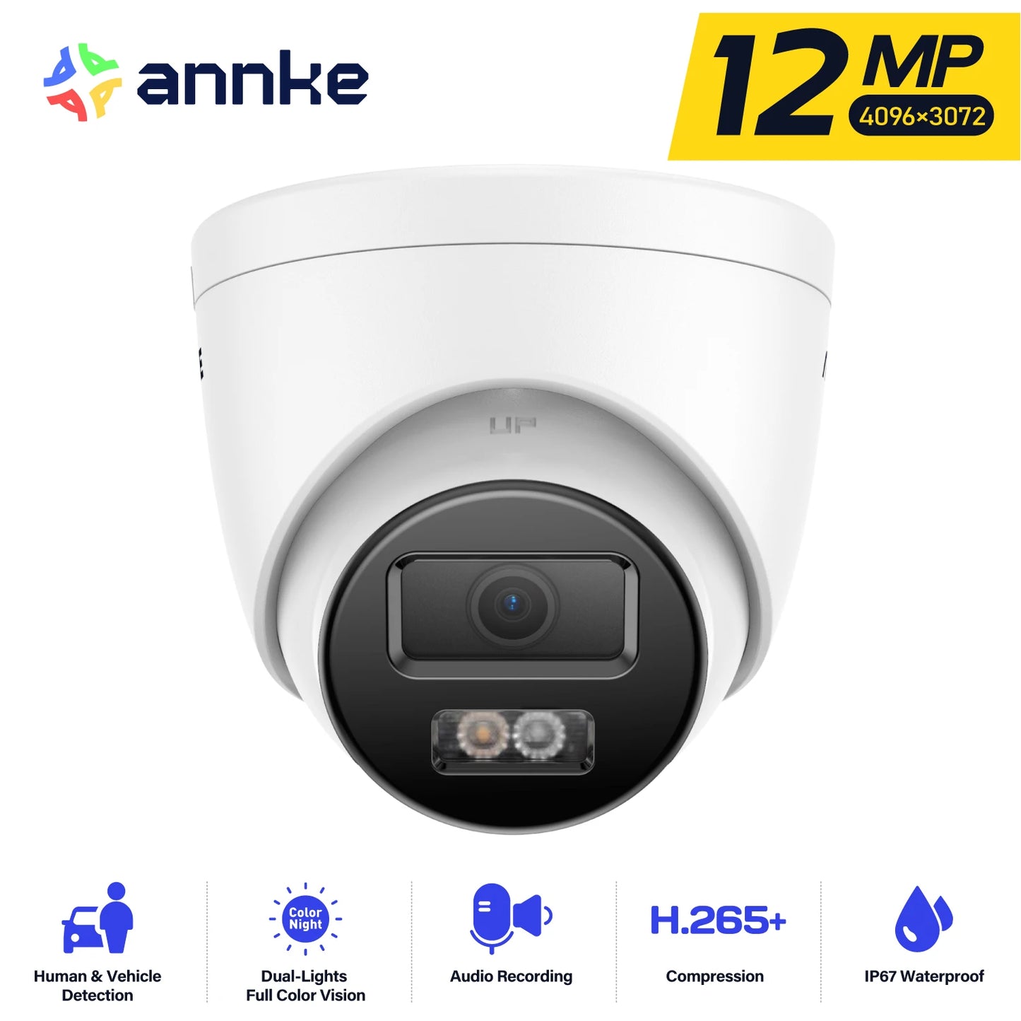 ANNKE 12MP Outdoor PoE Security Camera With Dual Light Night Vision