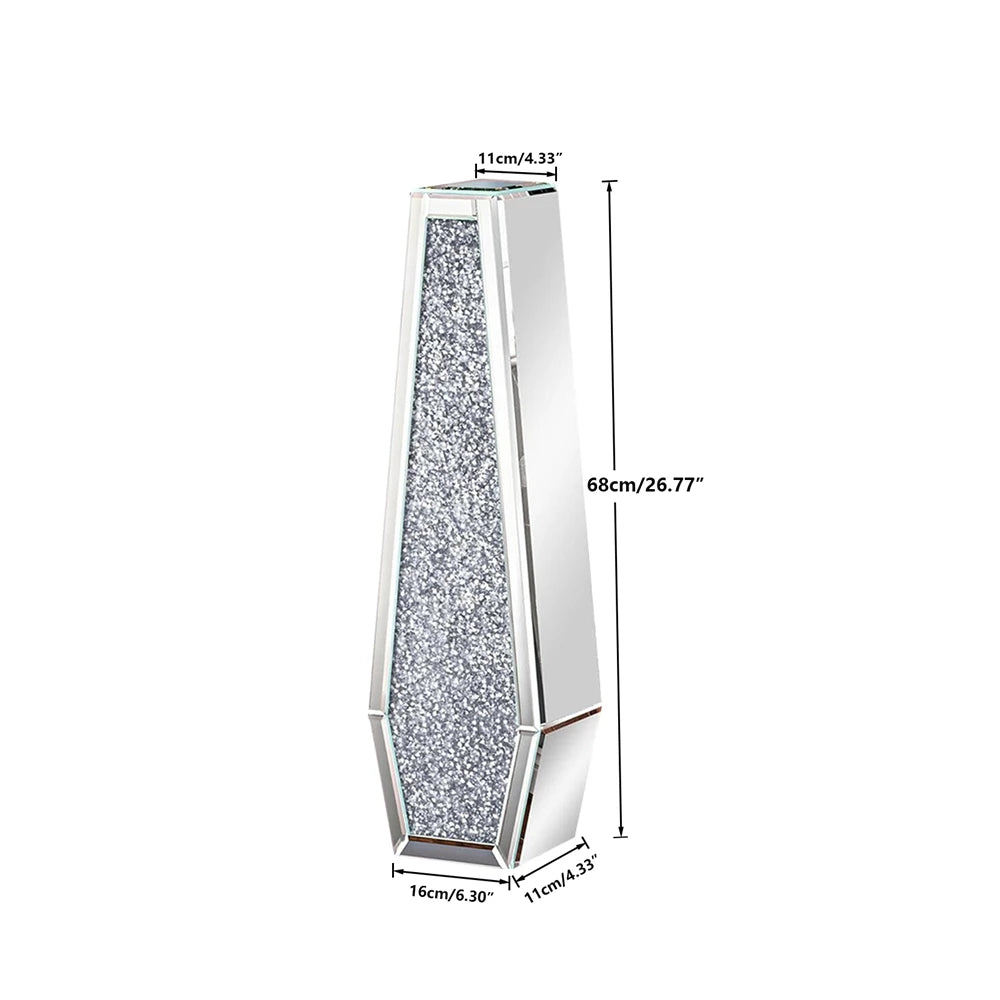 Premium Mirrored Floor Flower Vase With Crushed Diamond Design