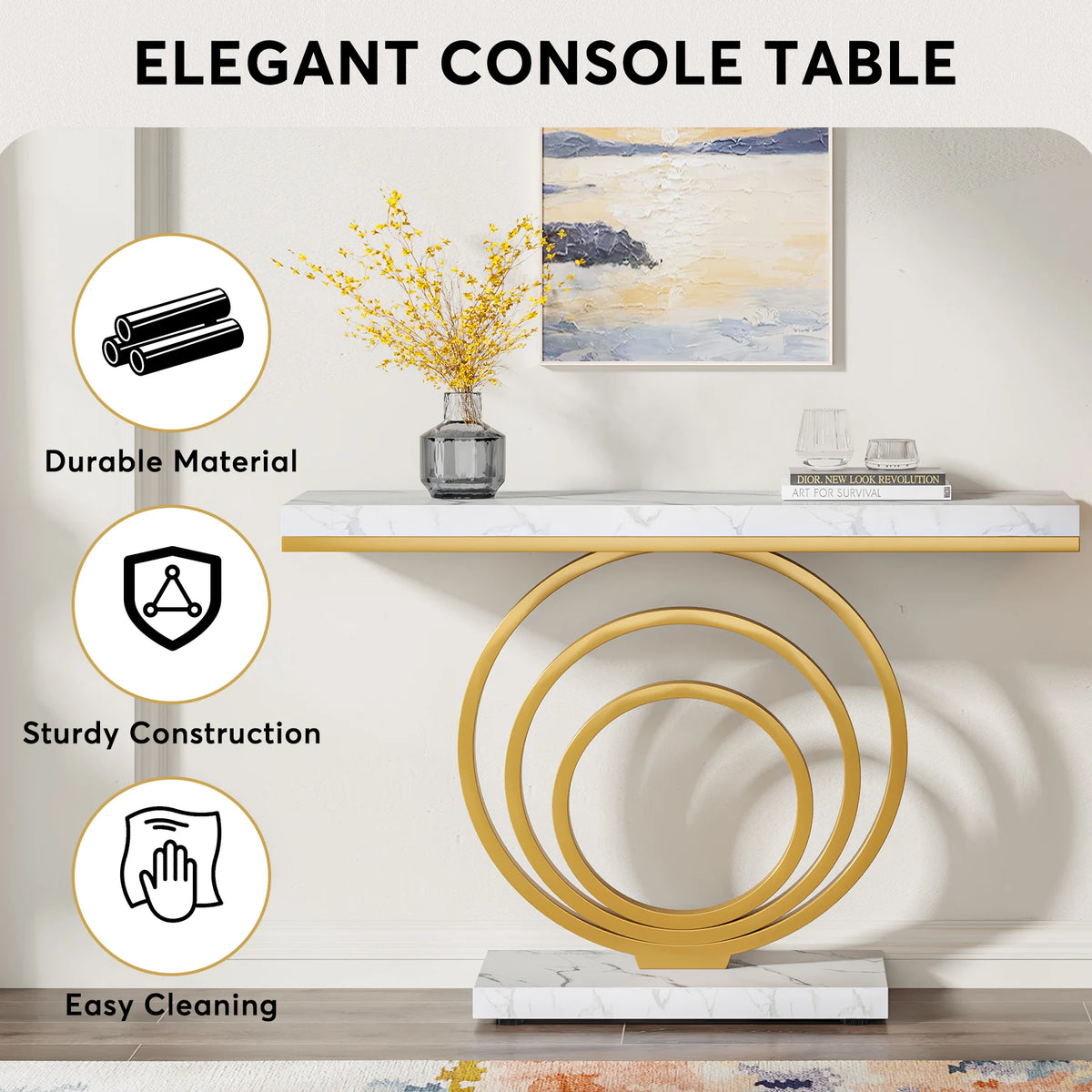 Tribesigns Modern Entryway Console Table With Decorative Ring Base
