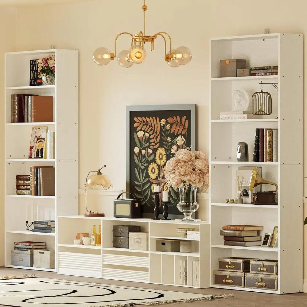 Ironck Two Piece Six Tier Floor Bookcases Home Office Storage