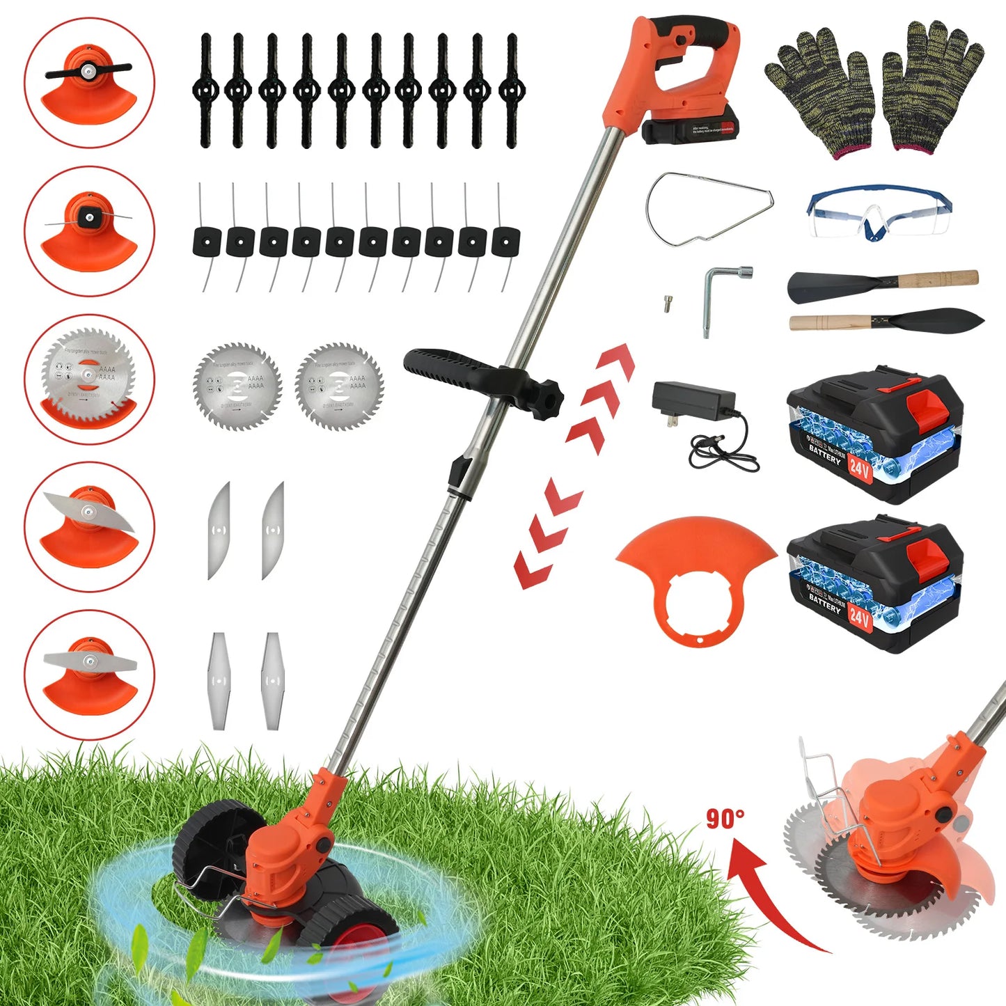 21V Cordless Lawn Mower 3 In 1 Trimmer Foldable Handle