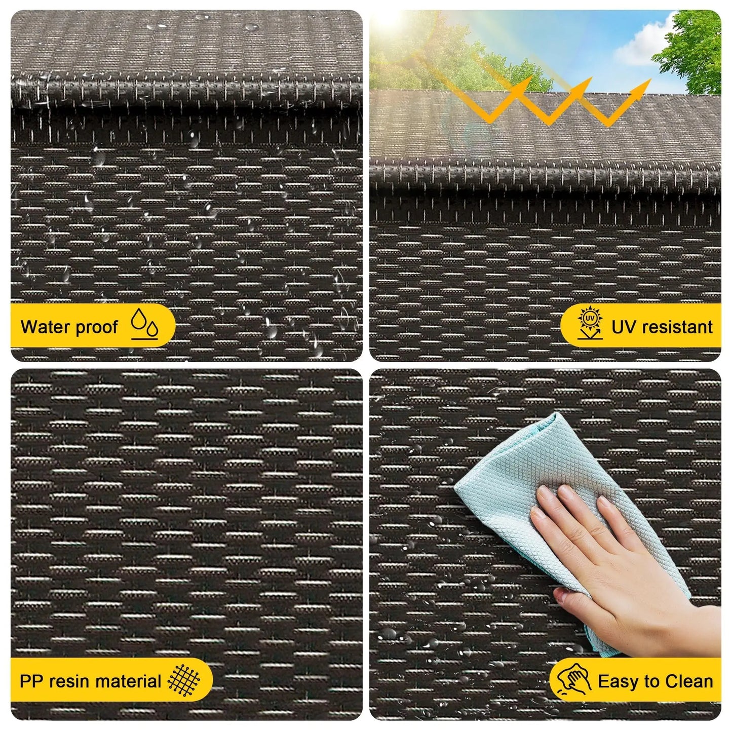 HiMISS Outdoor Deck Box Waterproof Wicker Storage Chest With Wheels