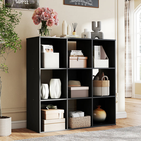 JHK 9 Cube Storage Organizer Wood Bookcase For Living Room