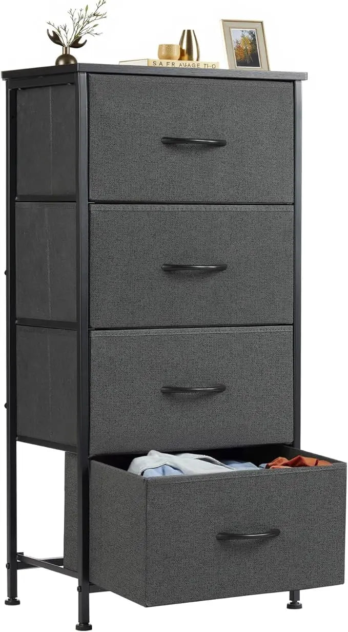 XIUWO Sweetcrispy Nightstand Bedside Table With 4 Fabric Drawers