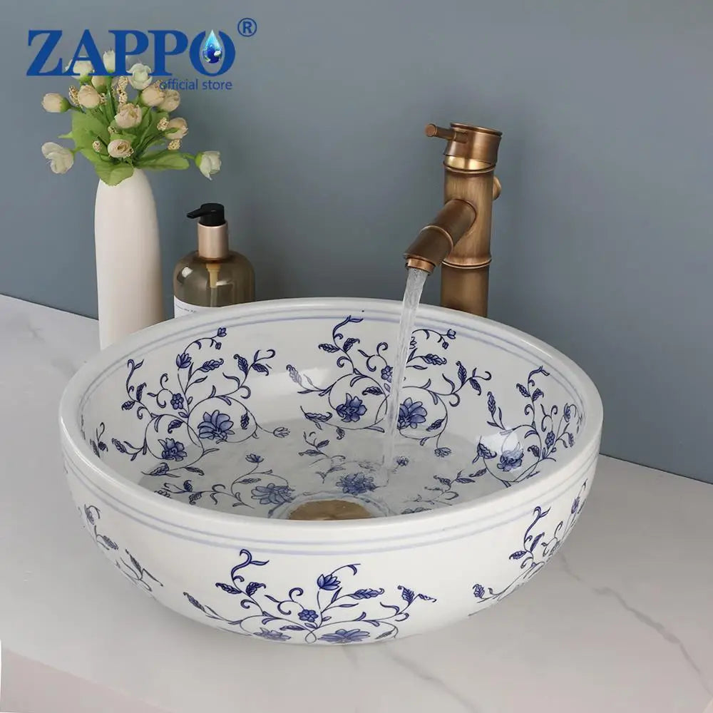 Mekkhala Ceramic Round Vessel Wash Basin With Faucet Combo