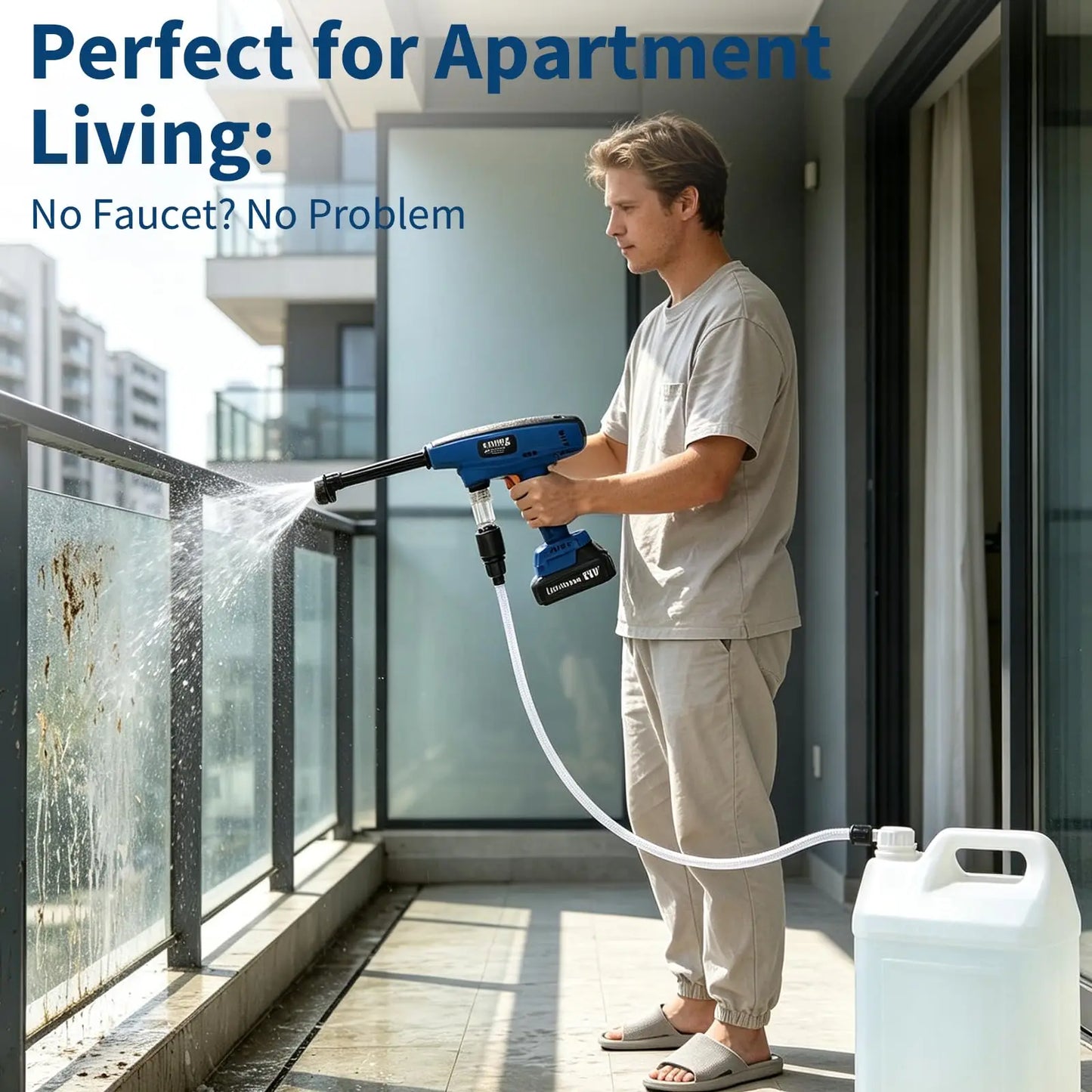 HiMISS Cordless Portable Pressure Washer 2 Batteries 6-In-1 Nozzle