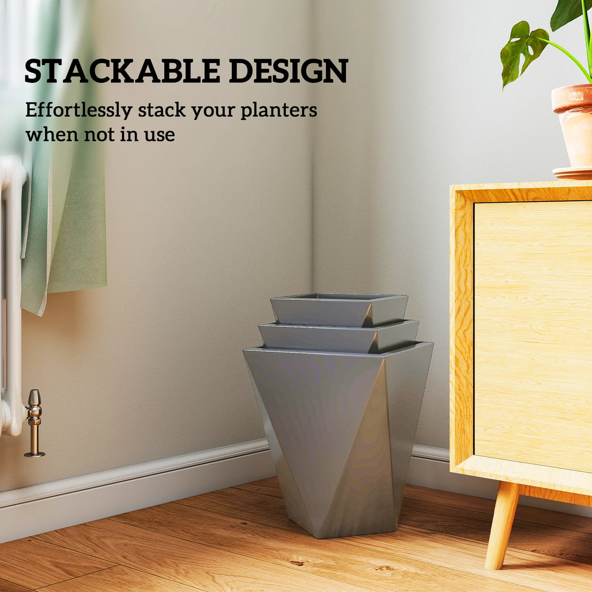 Stackable Outdoor Planters With Drainage Holes For Home Garden Decor