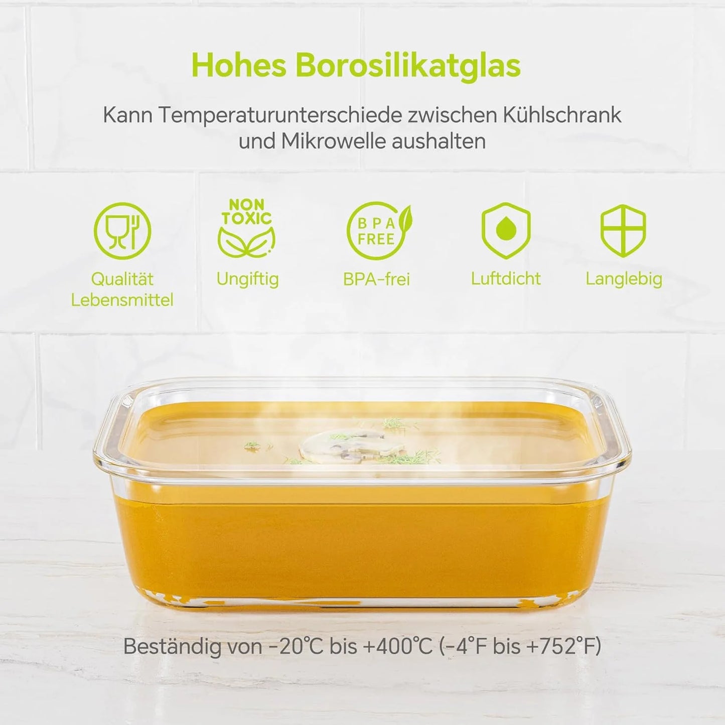 8-Pack Airtight Borosilicate Glass Food Storage Containers Leakproof Stackable
