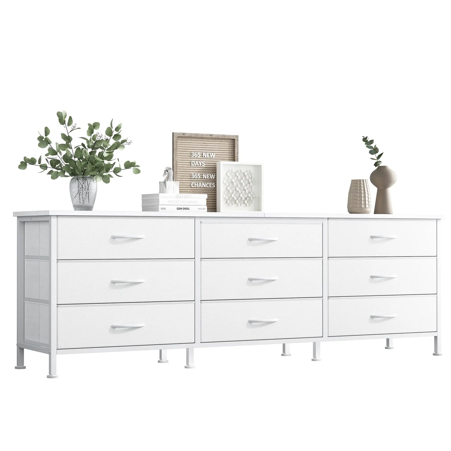 JHK Modern Living Room Cabinet With 9 Fabric Drawers