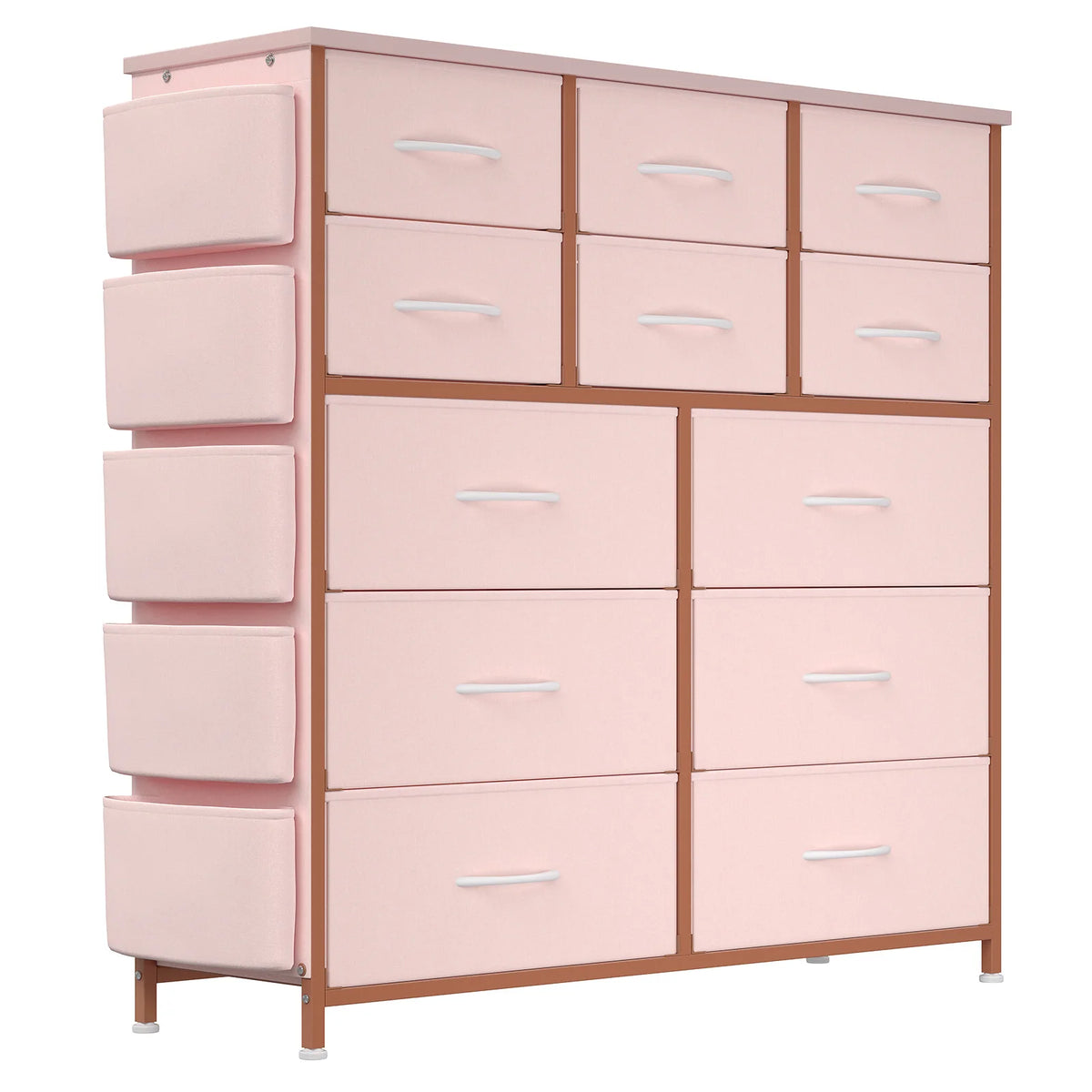 HiMISS 12 Drawer Dresser With Metal Frame And Wood Top