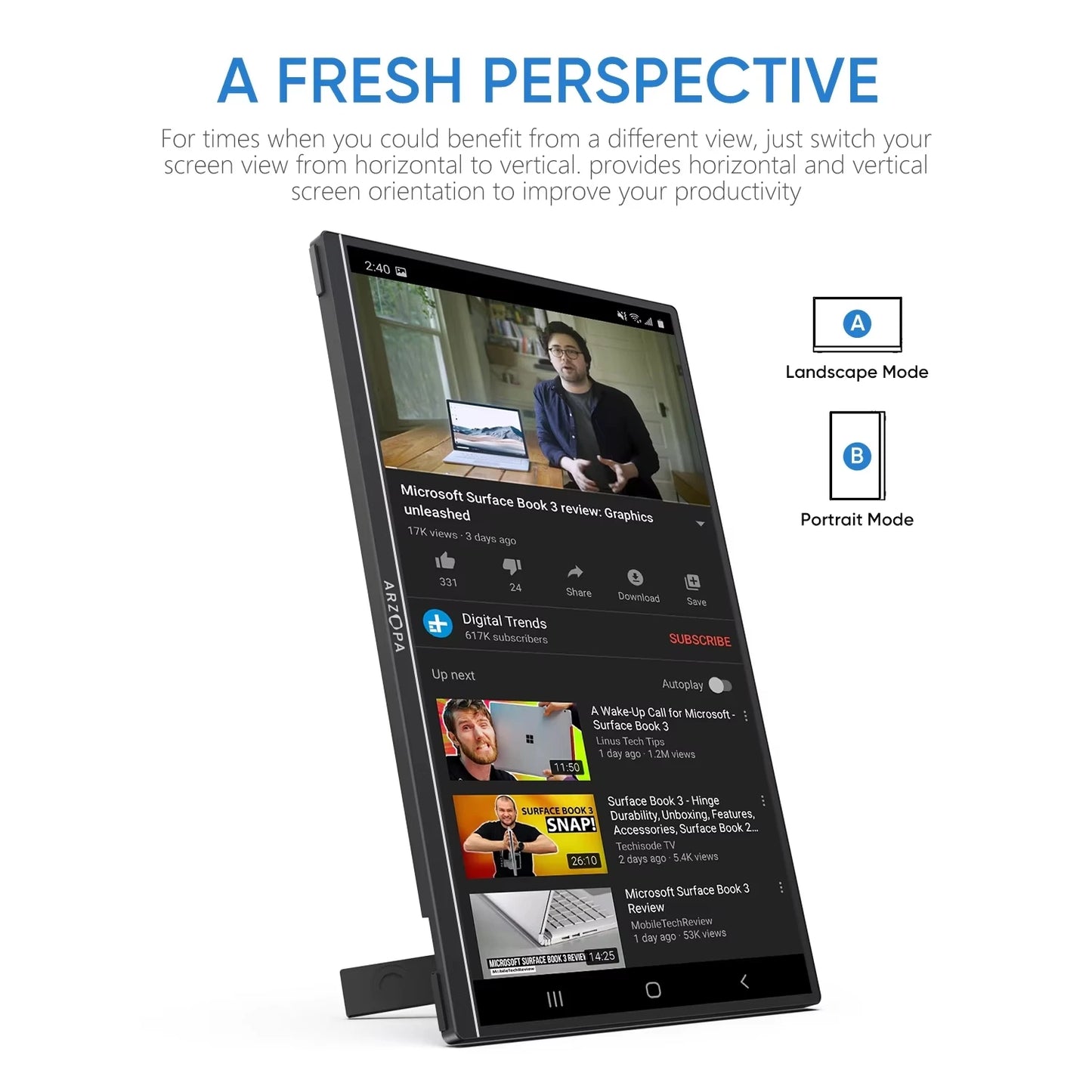 Arzopa Z1C 1080P Portable Monitor 100% sRGB For Mac PC