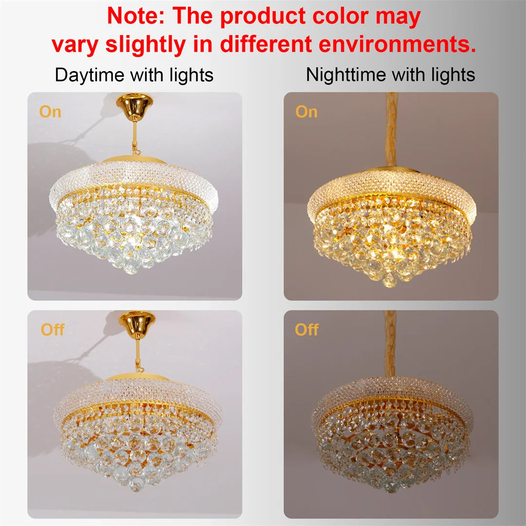 Vrygle Gold Crystal Chandelier Pendant Light With Adjustable Chain