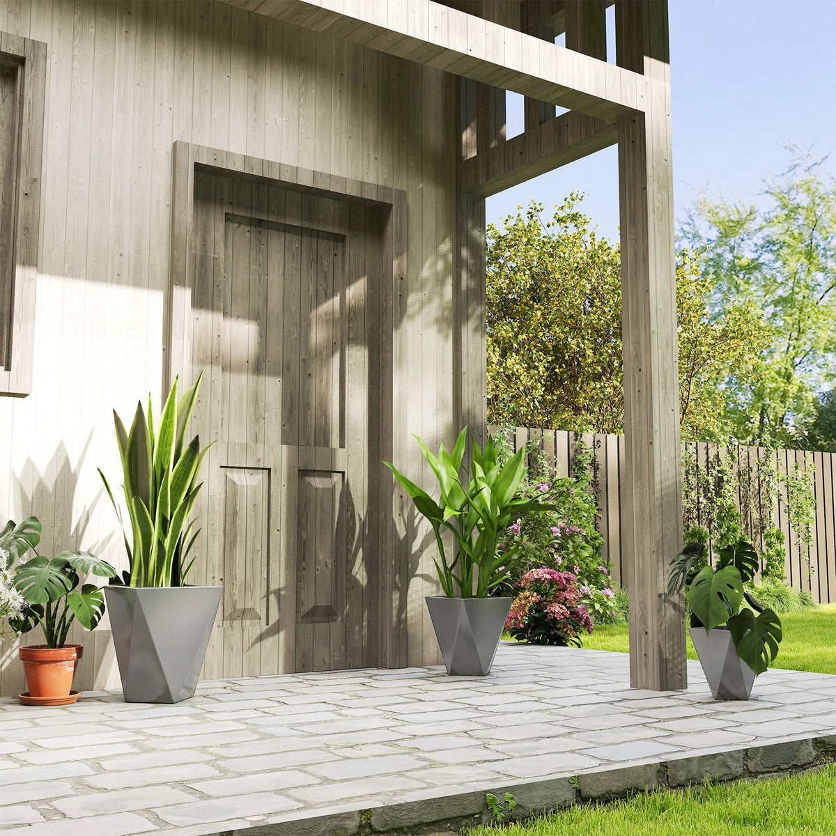 Stackable Outdoor Planters With Drainage Holes For Home Garden Decor