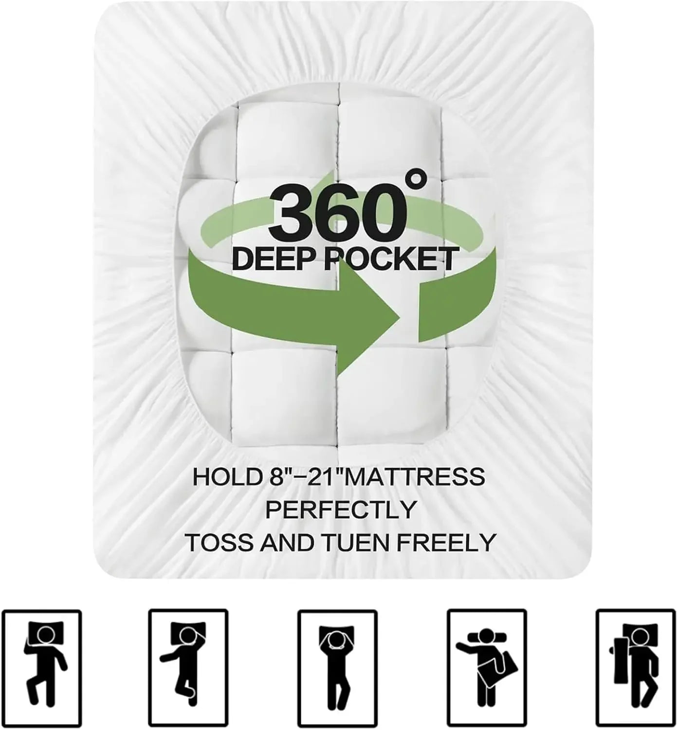 Ultra Soft Bamboo Mattress Topper With Cooling Deep Pockets