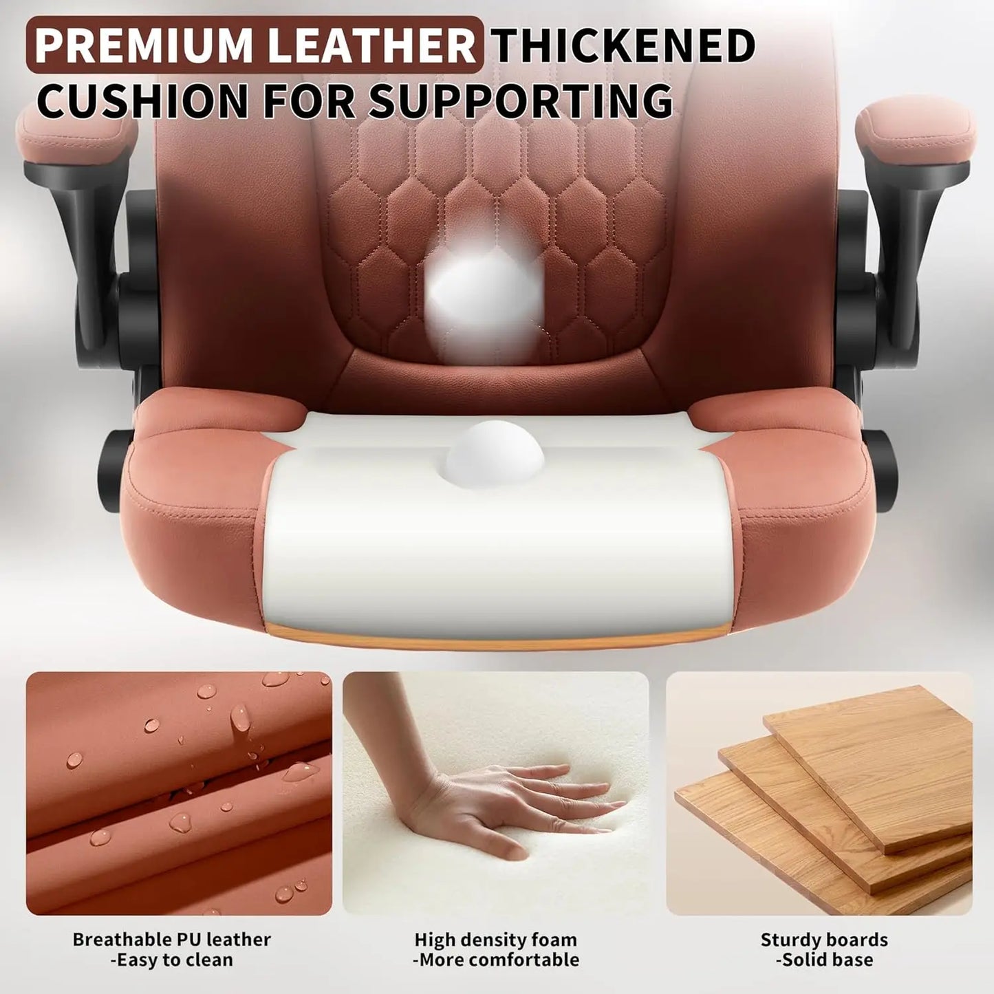Executive PU Leather Office Chair With Wheels 360 Swivel Ergonomic