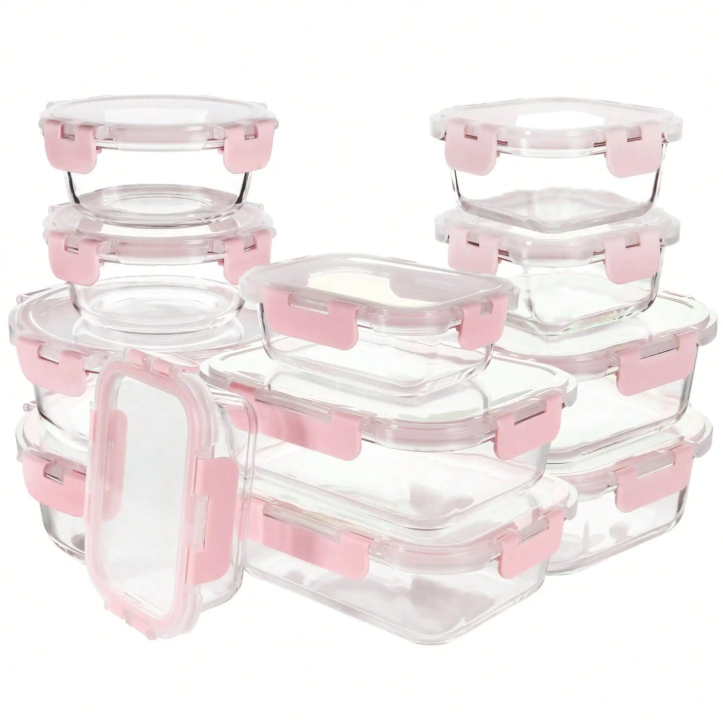 Airtight Glass Food Storage Containers 24-Piece Leak-Proof Set With Lids