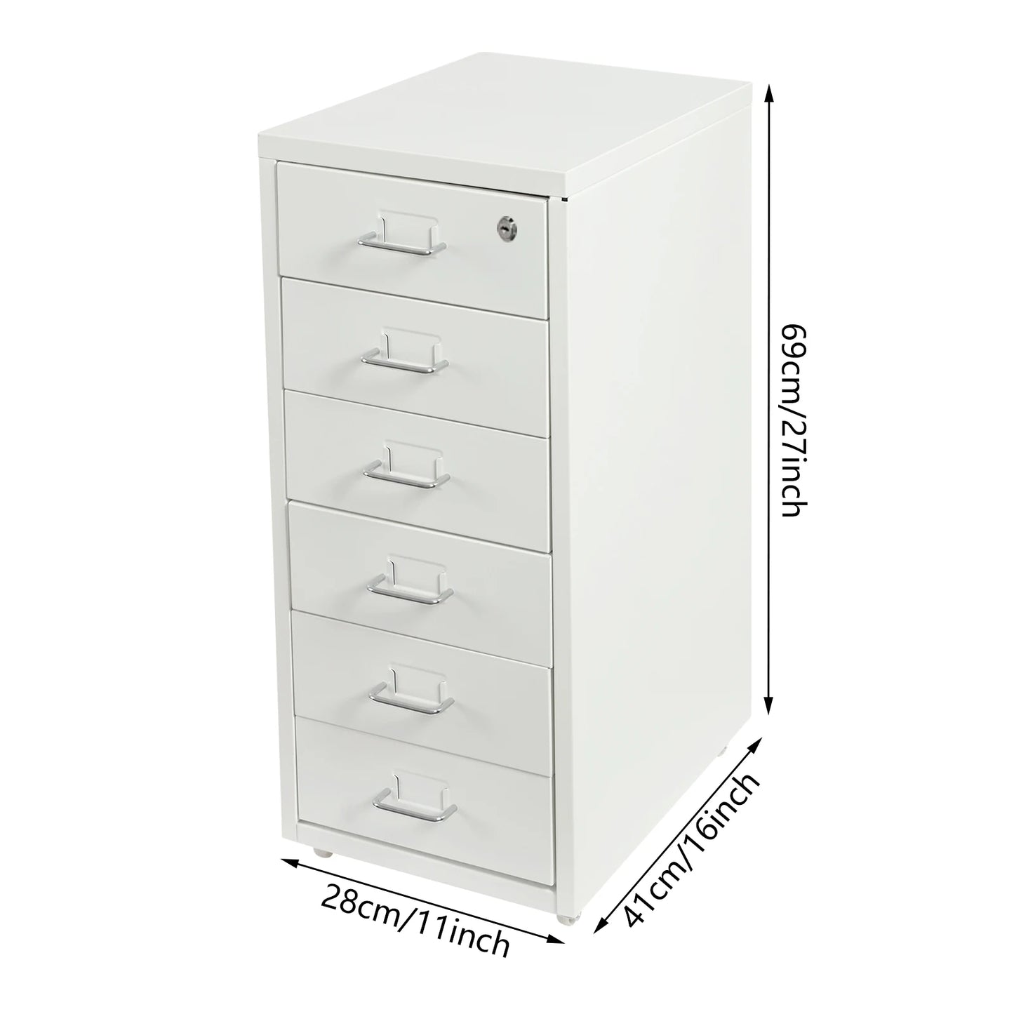 Six Drawer File Cabinet With Lock And Wheels Metal