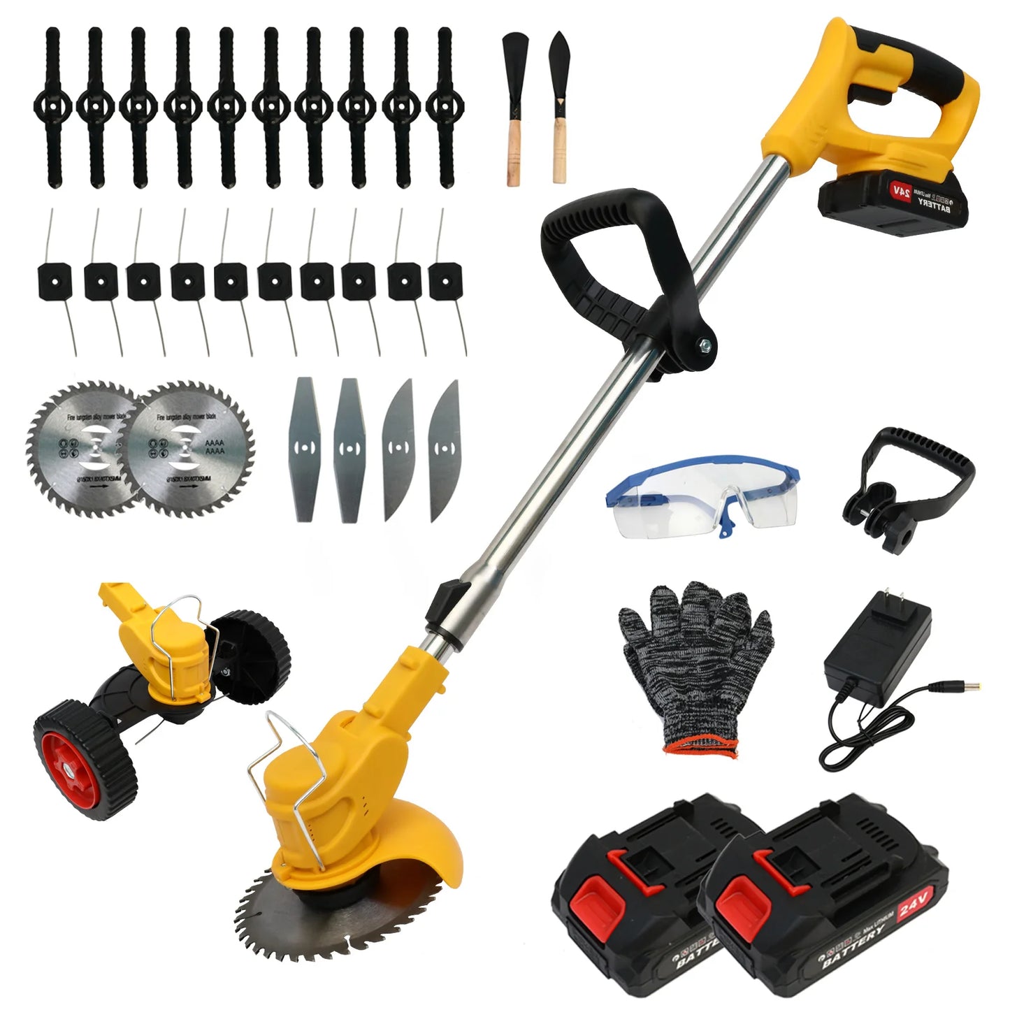 21V Cordless Grass Trimmer 3-In-1 With 2x2.0Ah Batteries Charger