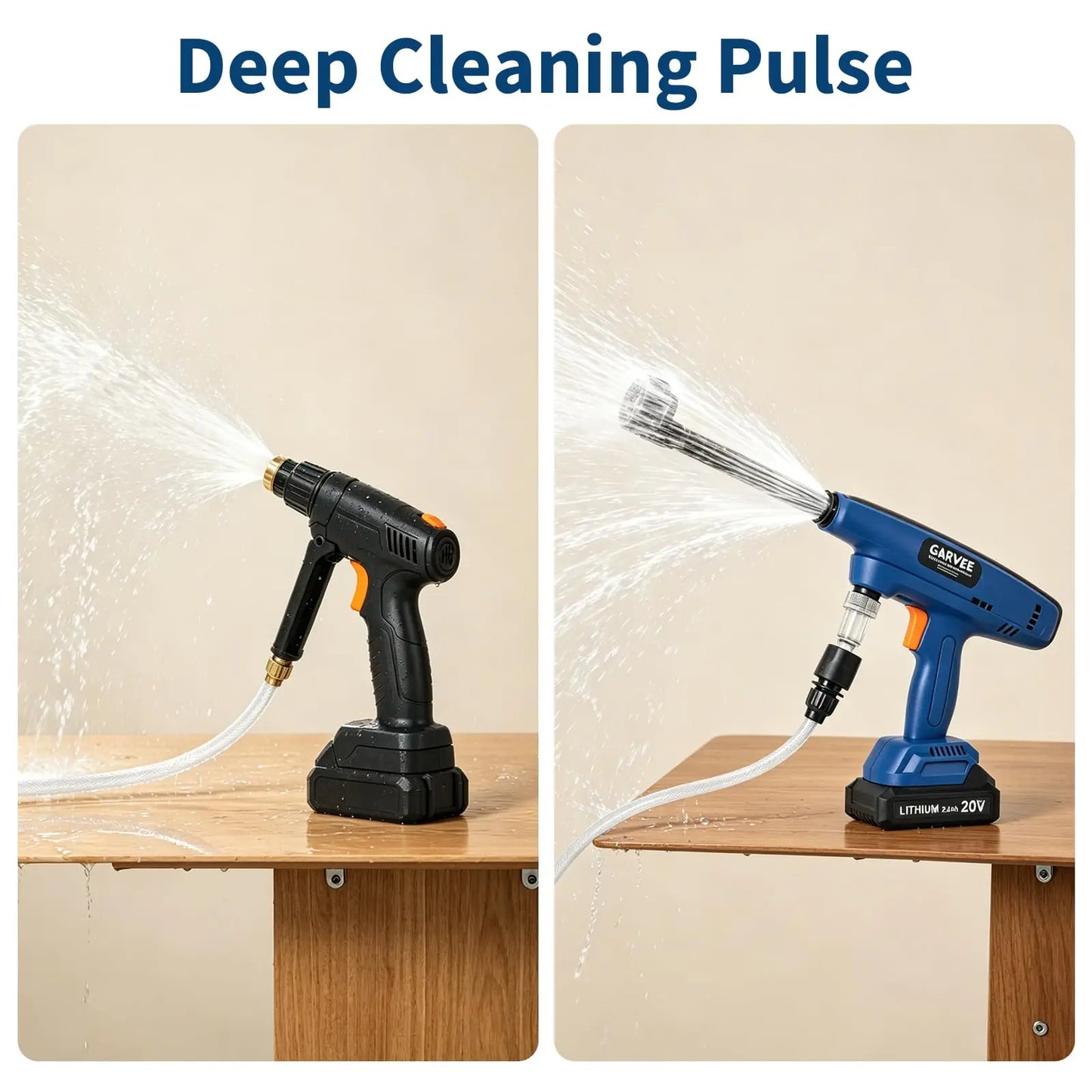 HiMISS Cordless Portable Pressure Washer 2 Batteries 6-In-1 Nozzle