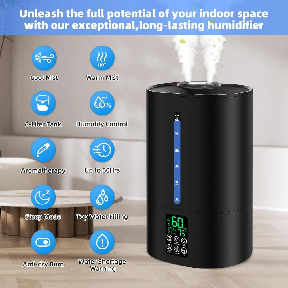 Ultra Quiet Hot Cool Mist Humidifier With 360 Nozzle