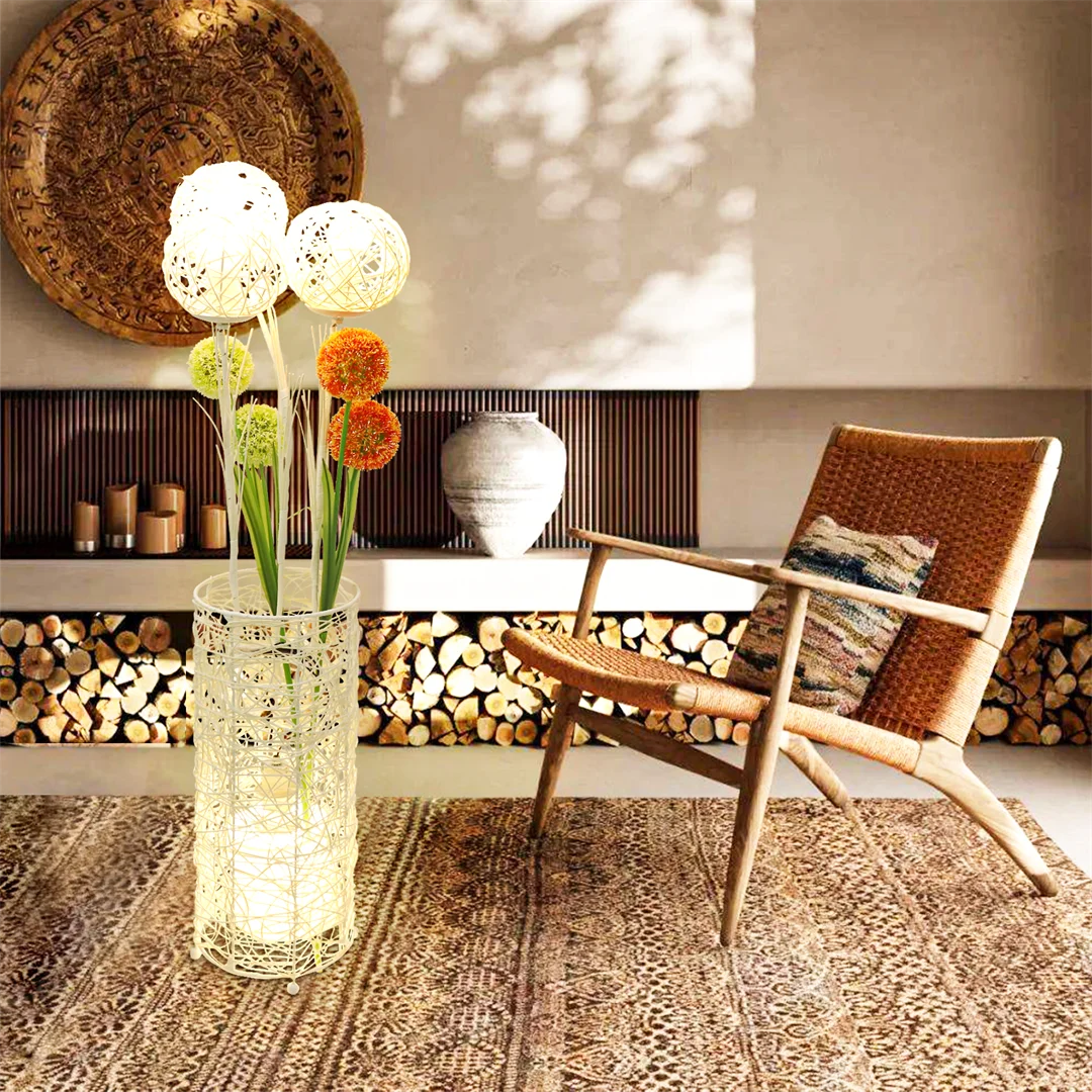 Luvodi Modern Rattan Floor Lamp For Living Room Decor