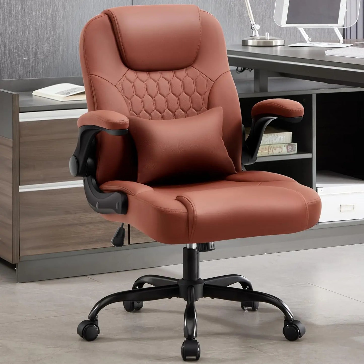 Executive PU Leather Office Chair With Wheels 360 Swivel Ergonomic