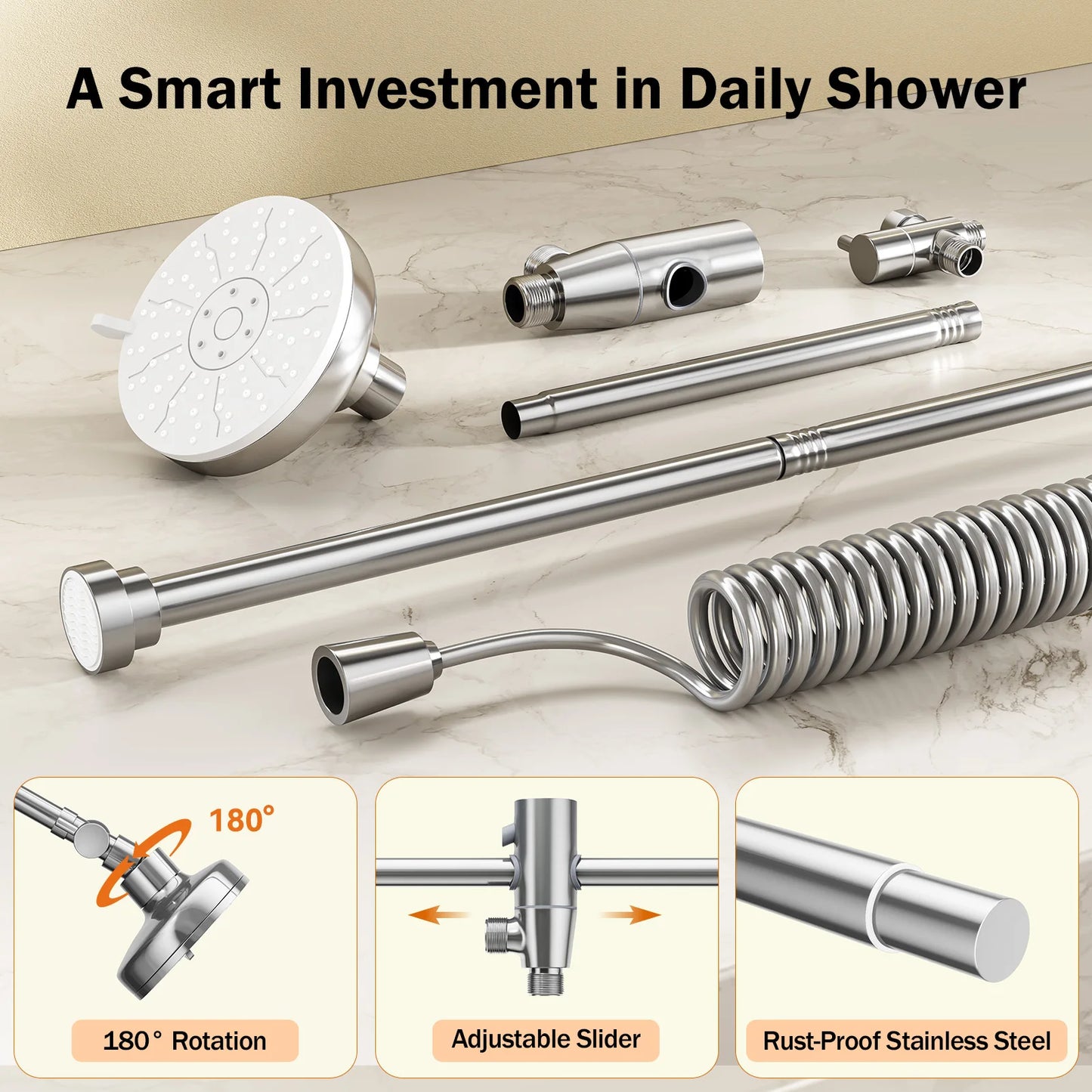 Tandem Dual Shower Head For Couples With High Pressure