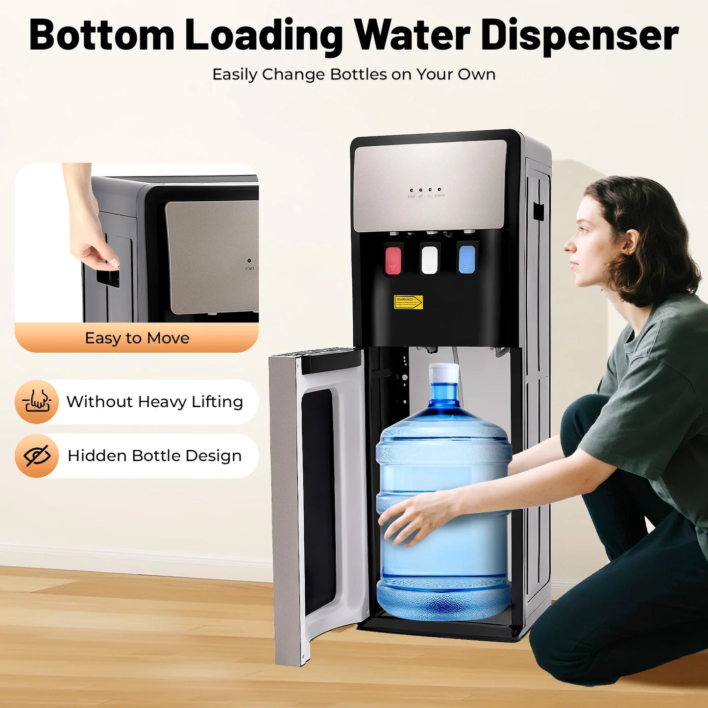 US 110V Bottom-Loading Hot Cold Water Dispenser 500W