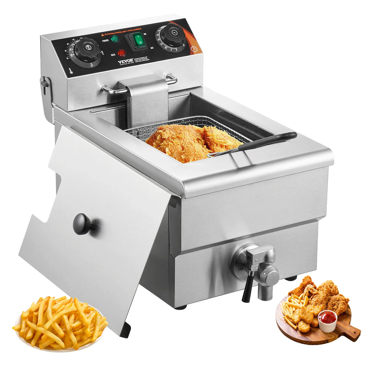 SucceBuy Commercial Electric Deep Fryer With Stainless Steel Basket