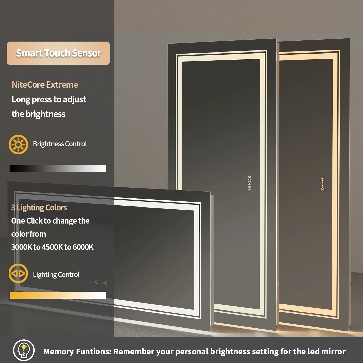 Illuminated LED Bathroom Mirror With Front And Backlit Lights