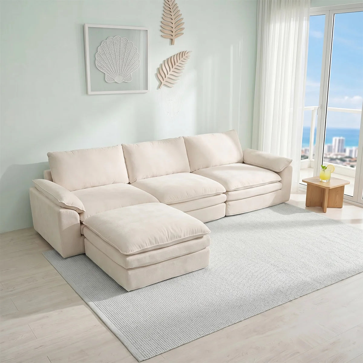 Deep Seat Modular Sofa With L Shaped Cloud Chaise Lounge