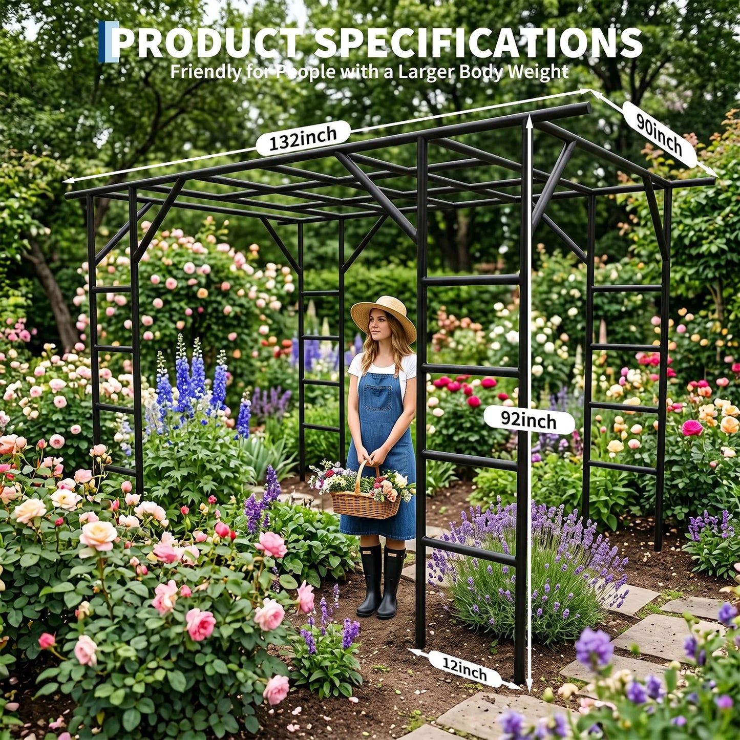 HiMISS Garden Arch Trellis Heavy Duty Metal For Climbing Plants