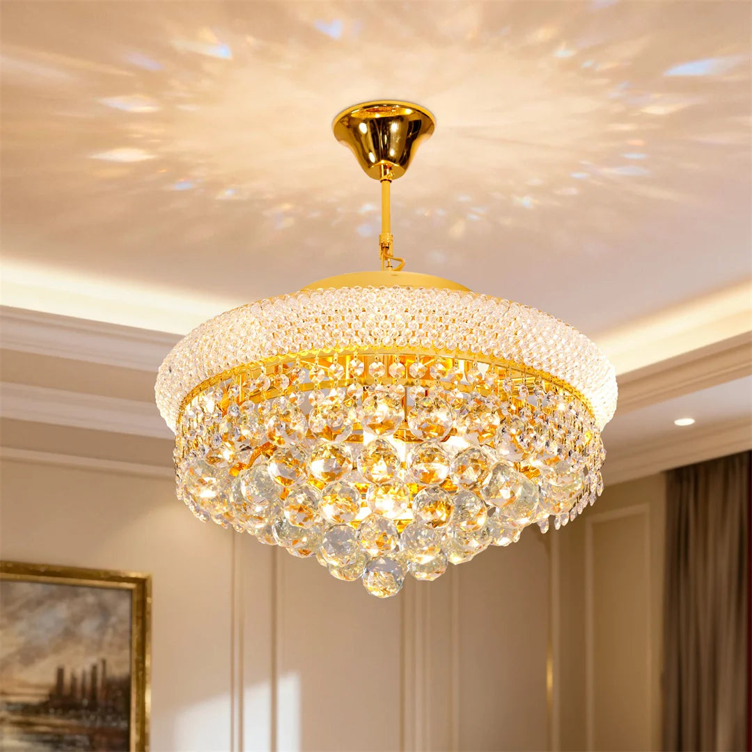 Vrygle Gold Crystal Chandelier Pendant Light With Adjustable Chain
