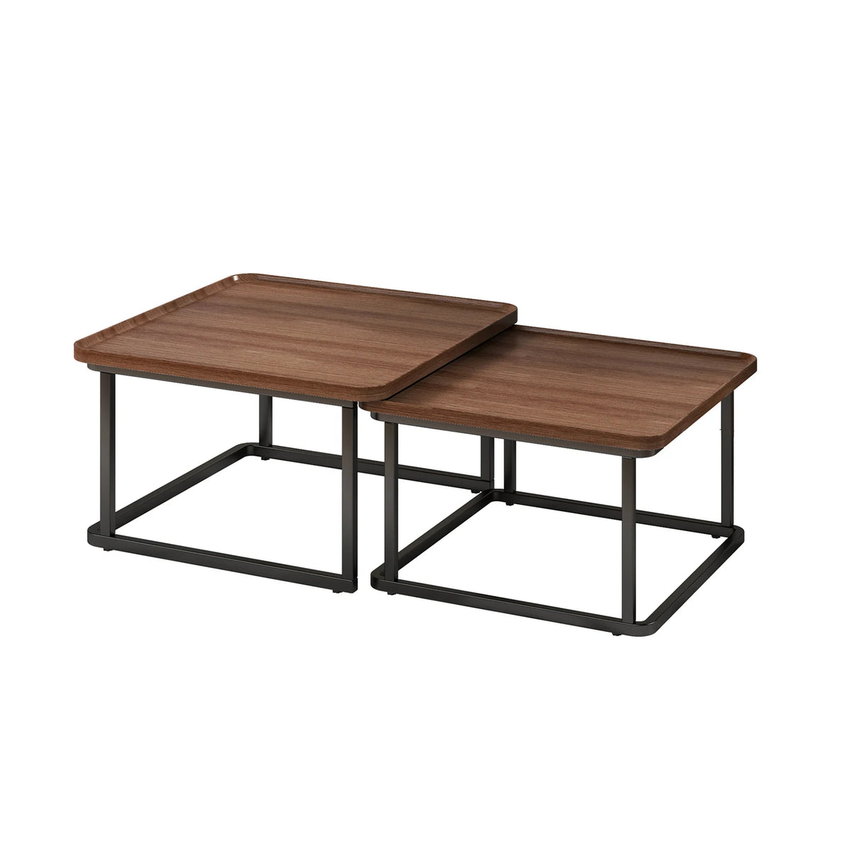 Himiss Fluted Square Nesting Coffee Side Table Set Of Two