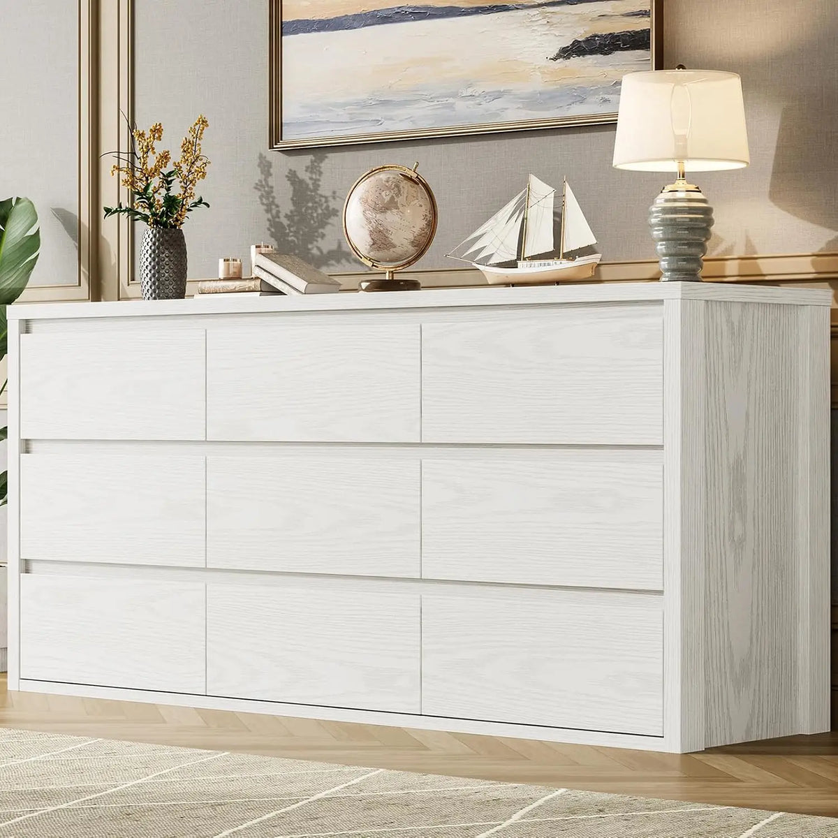 Acekool Modern Wood Nine Drawer Bedroom Storage Dresser